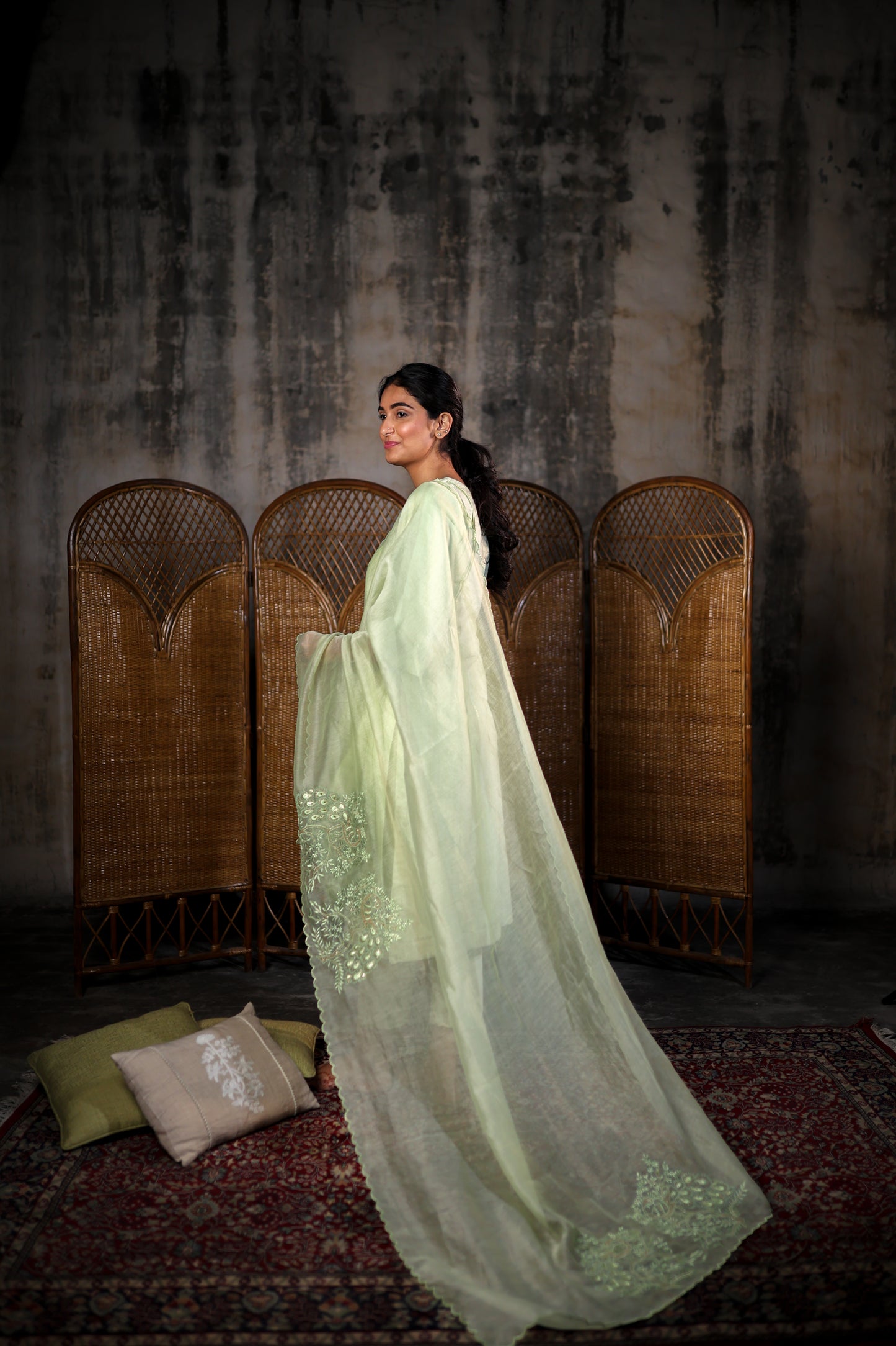 Light Green Kurta Set with Embroidered Dupatta