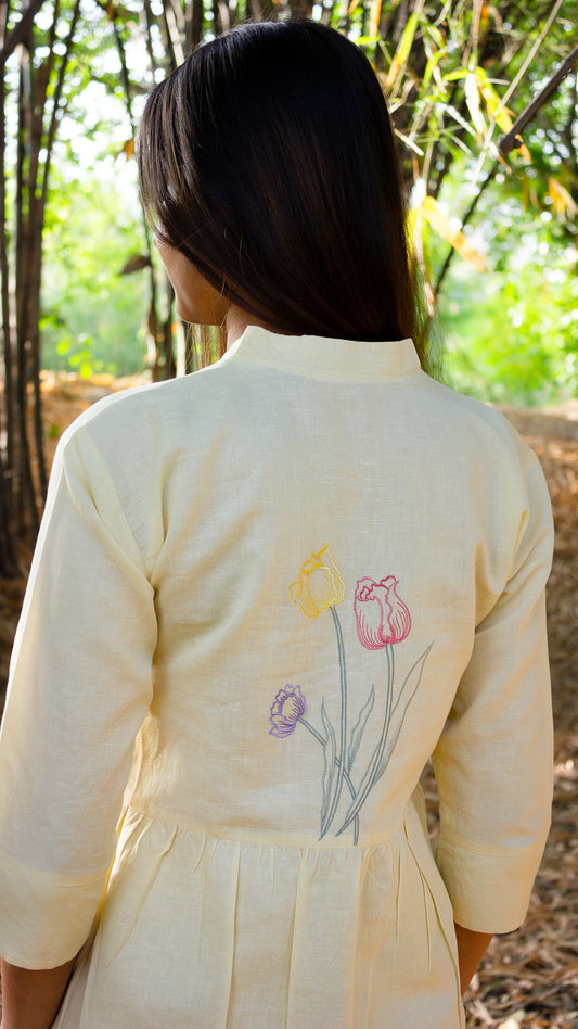 Pleated Shirt in Pastel Yellow