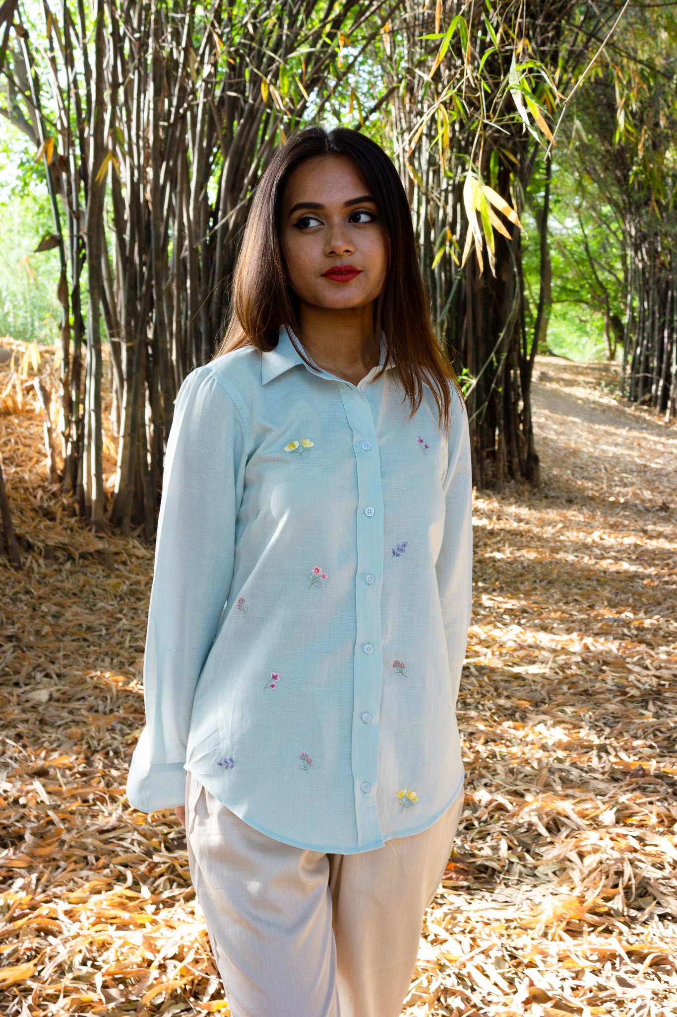 Mint Green Embroidered Shirt