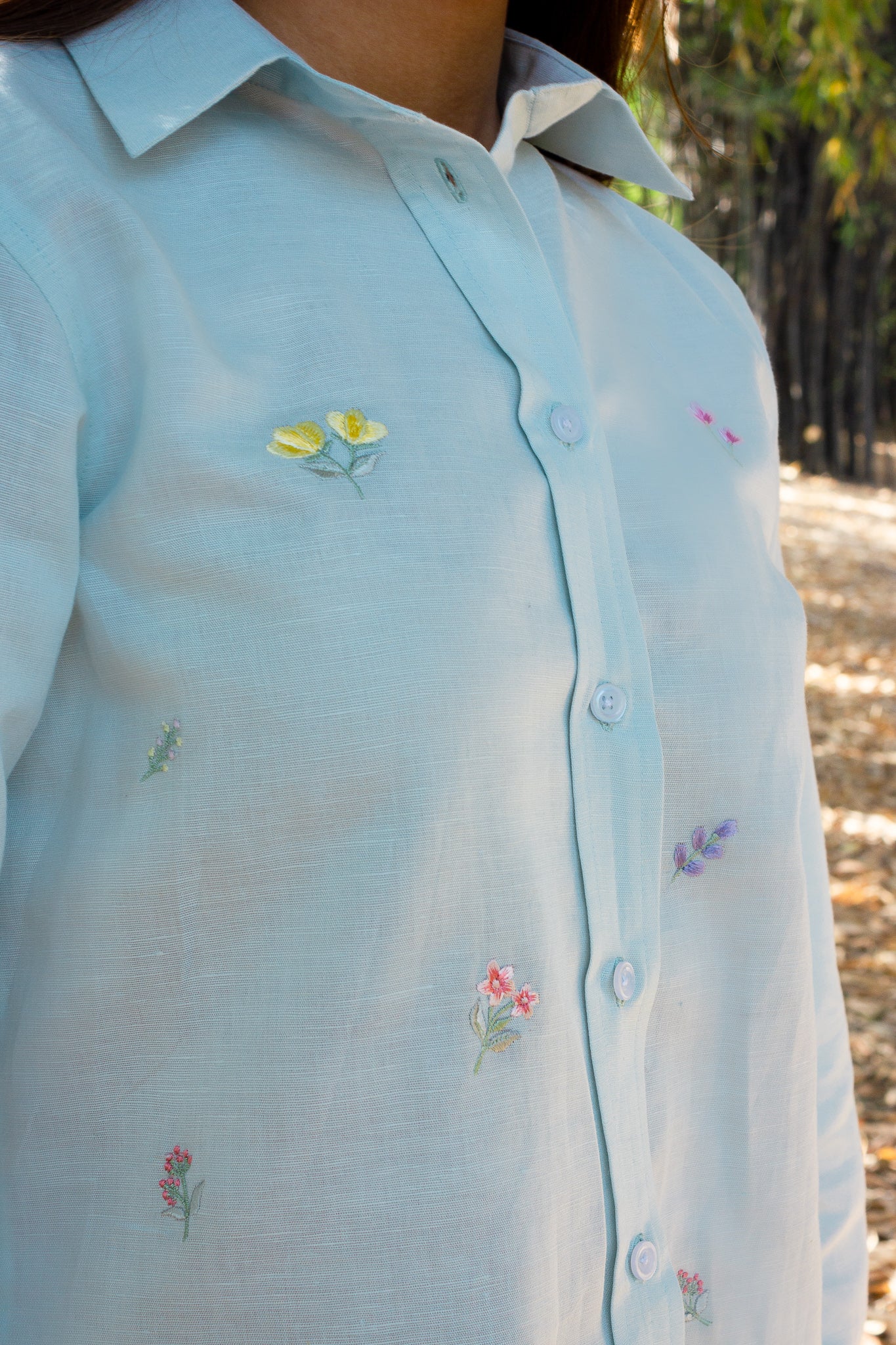 Mint Green Embroidered Shirt