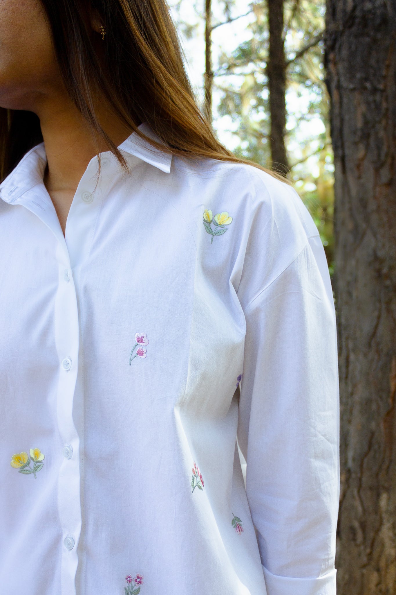 White Over-sized Shirt with Embroidery