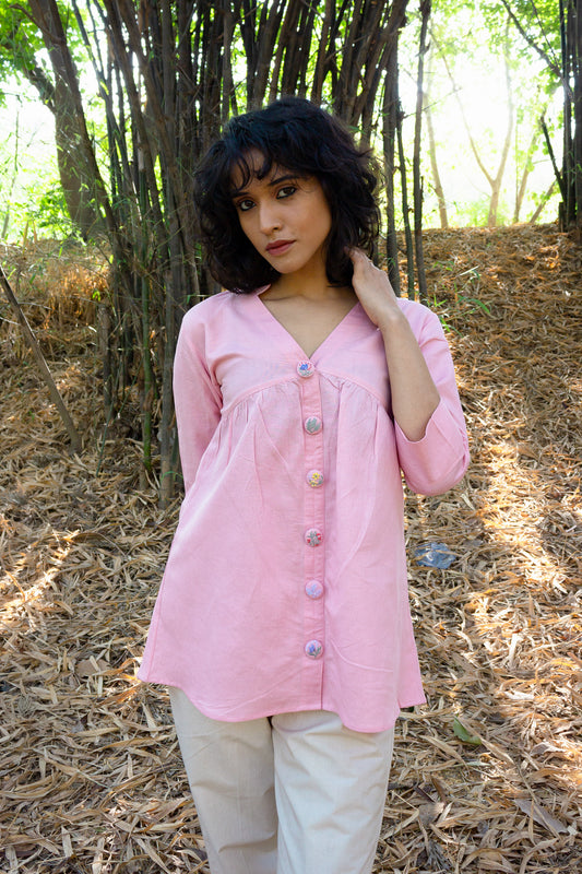 Pleated Shirt in Light Pink