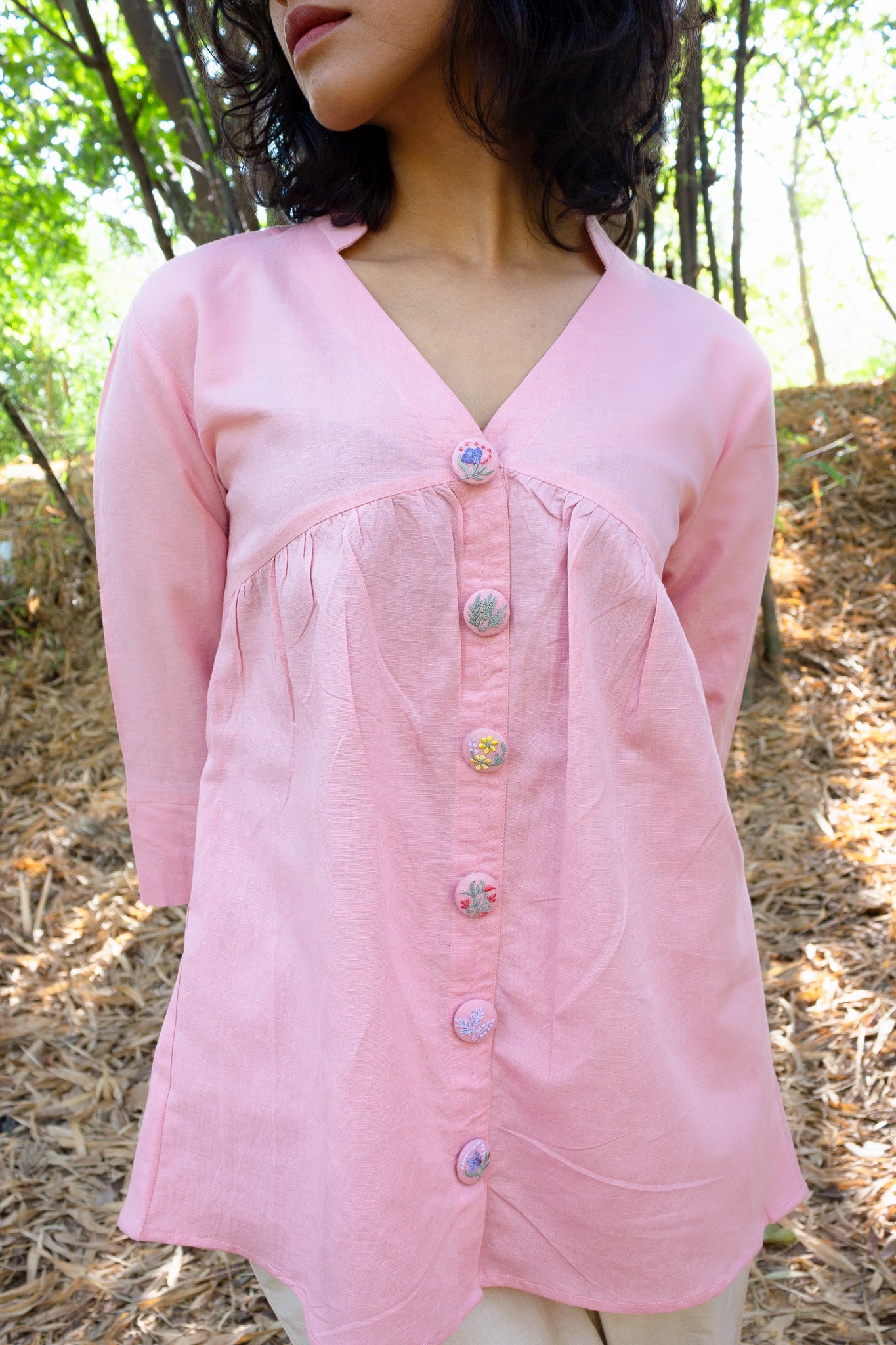 Pleated Shirt in Light Pink